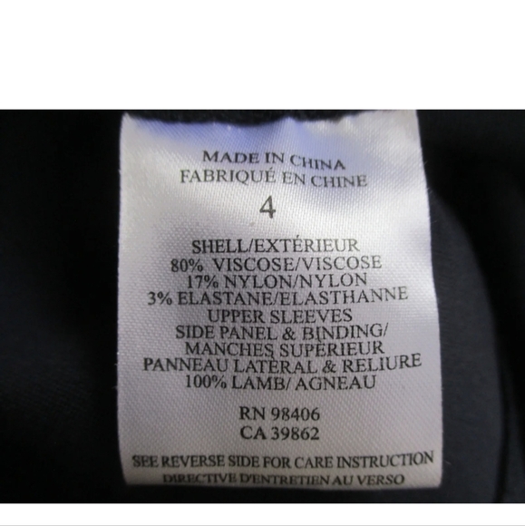 Theory Navy With Black Leather Sleeves Dress, Sz 4, EUC - Picture 5 of 5